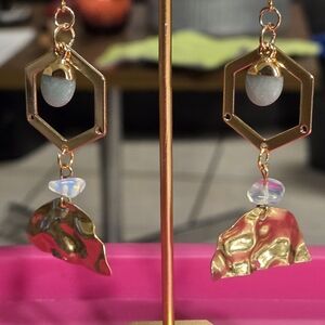 Handmade Gold and Silver Geometric Earrings